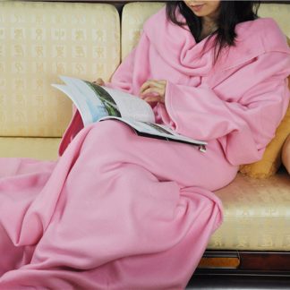 Super Large Soft Blanket With Sleeves Tight Wrap Warm Blanket Fleece Snuggie Robe Cloak for Traveling/Watching TV 180x130cm