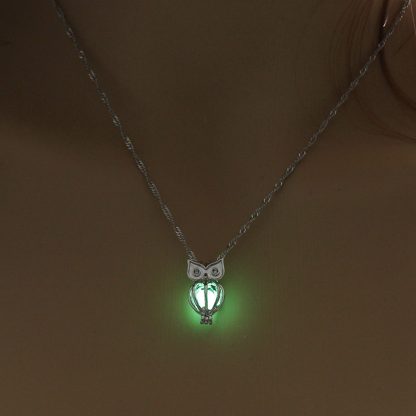 Charm Glowing Owl Pendant Necklace Cute Luminous Jewelry Choker 3 Colors Christmas Gift For Women Necklace Fashion Dropshipping 4