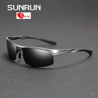 SUNRUN Men Driving Sunglasses Aluminum Frame Polarized Sunglasses Car Drivers Night Vision Goggles Anti-glare Sun Glasses P8213