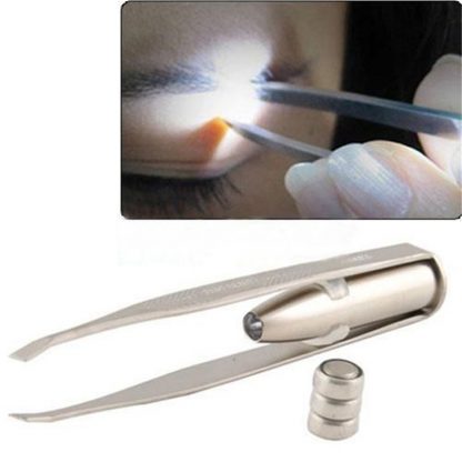 Make Up Eyebrow Tweezers Stainless Steel With LED Light Anti-static Eyelash Eyebrow Clamps Profession Makeup Tools 1